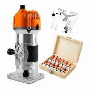 RUTEADORA FRESADORA DE PALMA 450W + 12 FRESAS 6,35MM ¼''