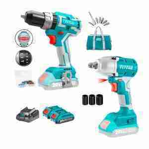 Taladro Percutor 20v Total + Llave De Impacto Brushleess ½''