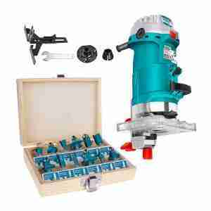 Ruteadora Palma 1/4 Fresadora 500w + Set De 12 Fresas 6mm