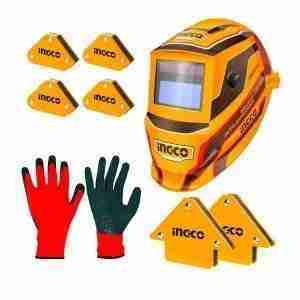 SET 6 ESCUADRAS MAGNÉTICAS + CASCO CARETA SOLDAR + GUANTES