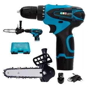 TALADRO ATORNILLADOR 12V INALÁMBRICO+ ADAPTADOR MOTOSIERRA