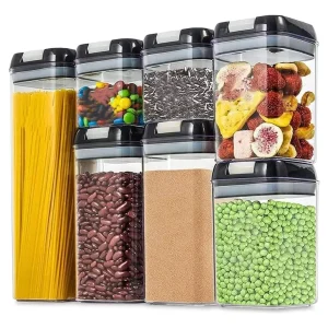 ORGANIZADORES DE COCINA SET 7 FRASCOS DISPENSADOR ALIMENTOS