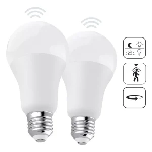 FOCO LED SENSOR MOVIMIENTO 9W LUZ BLANCA X2 UNIDADES