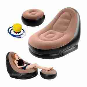SILLÓN INFLABLE SOFÁ PUF CON INFLADOR PORTÁTIL POSAPIÉ