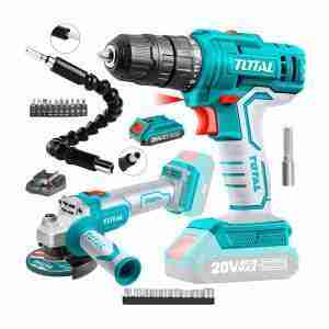 TALADRO ATORNILLADOR INALAMBRICO + AMOLADORA ANGULAR TOTAL +21 ACCESORIOS - TDLI20011