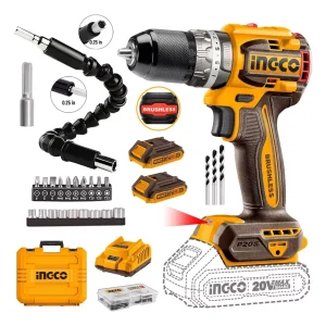 TALADRO PERCUTOR BRUSHLESS 20V ADAPTAD EXTENSOR INGCO - CIDLI20602 - HBRD-FULL-SET