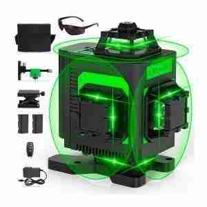 NIVEL LÁSER 3D 12 LÍNEAS VERDE 2 BATERÍAS LENTE MULTIUSO
