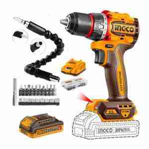 TALADRO INALÁMBRICO 55NM INGCO 20V BRUSHLESS+ EXTENSOR FLEXIBLE 21ACCS