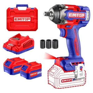 EMTOP 20V LLAVE DE IMPACTO 500NM X2 BAT 4AH