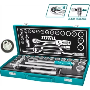 Set de Dados TOTAL THT141253 | 24 Piezas 1/2" con Maletín Metálico