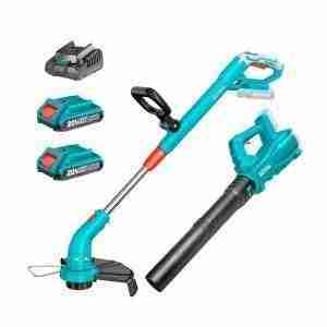 SOPLADORA INALÁMBRICA 20V TOTAL + CORTADORA DE CÉSPED ORILLADORA JARDIN