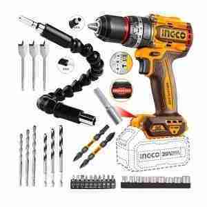 Taladro Atornillador con Percutor Brushless 20v 96nm + 21 Accesorios
