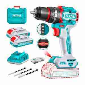 Taladro Percutor Atornillador 1/2 66nm + 2 Batería Maletín Total