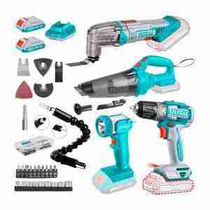 SET TALADRO BL + ASPIRADORA 20V + MULTIHERRAMIENTA +LINTERNA TOTAL