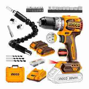 Taladro Atornillador 20v Ingco Brushless Percutor + Extensor