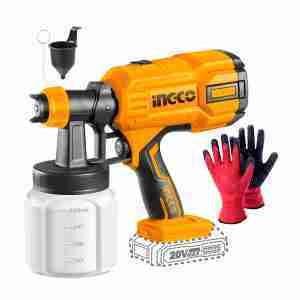 Pistola Pintar Inalámbrica 800 Ml 20v Ingco Guante Anticorte