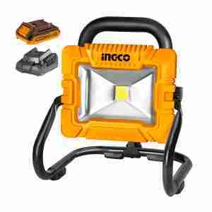 Reflector Lámpara 20v Portátil Foco Led+ 1batería Cargador Ingco