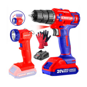 Taladro Atornillador 20v + Linterna 20v 150l +guantes Corte