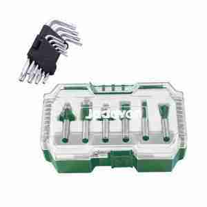 SET FRESAS 6MM 6PZS PARA RUTEADORA FRESADORA + LLAVES ALLEN
