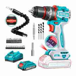 Taladro Percutor Brushless + 1 Batería +1Cargador+21 Accesorios - Total
