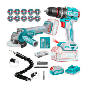 TALADRO PERCUTOR 96NM BRUSHLESS+AMOLADORA 20V+ACS+EXTENSION