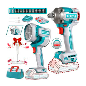 LLAVE DE IMPACTO 20V INALÁMBRICO + LINTERNA DE TRABAJO 2BATS TOTAL