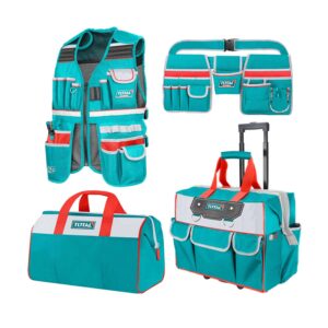 SET 4 BOLSAS DE HERRAMIENTAS CINTURON+CHALECO+BOLSO+MALETA