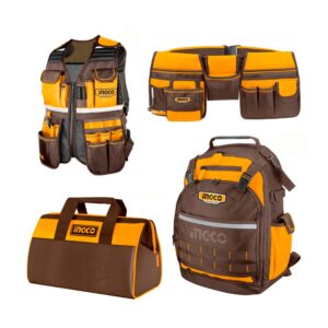 KIT4 CHALECO MOCHILA BOLSO CINTURÓN PORTA INGCO PORTA HERRAM