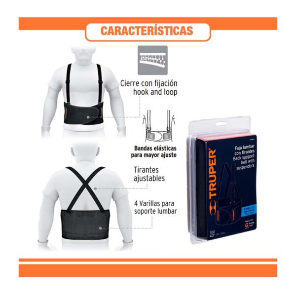 FAJA LUMBAR TIRANTES AJUSTABLES TALLA M 14237 TRUPER - Importaciones ...