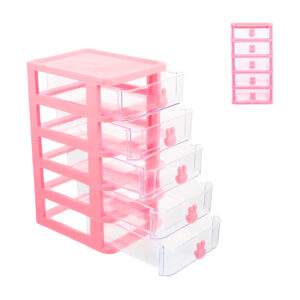 Organizador De Escritorio Rosado 5 Niveles Asa De Conejito