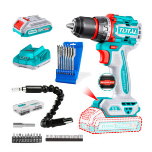 Taladro Atornillador Brushless 20v juego Brocas Planas+Acce.