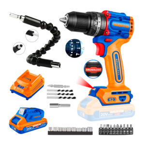 Taladro Impacto Brushless 20v C/cargador Usb Tipo C+full Set
