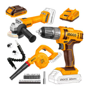 Combo Amoladora 115mm+atornillador 45nm+soplador 20v+acce. Naranja Claro