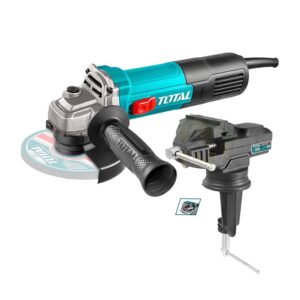AMOLADORA ANGULAR 115MM + TORNILLO BANCO TALLER 60MM TOTAL TURQUESA