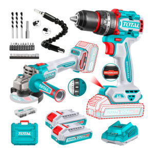 Taladro Percutor 66nm+ Amoladora 115mm Brushless+ Extensor Turquesa 50/60hz