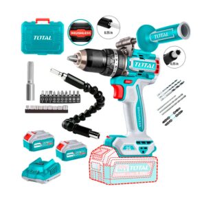 Taladro Percutor Brushless Total 20v 96nm + 2 baterias 4.0ah