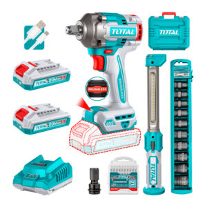 Llave Impacto405nm+linterna 300l Con Carg/bat. Total Turquesa 50/60 Hz