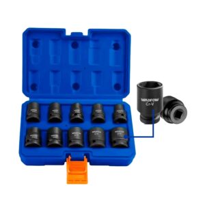 SET DADOS IMPACTO 10PCS 1/2 ACERO RESISTENTE WADFOW WMS1D01