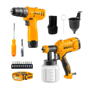 Taladro Atornillador 20nm + Pistola Rociadora 450w Con Acces Naranja Claro 50/60hz