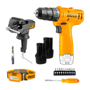 Taladro Atornillador 20nm+morza De Banco 60mm Con Acce.ingco Naranja Claro 50/60hz