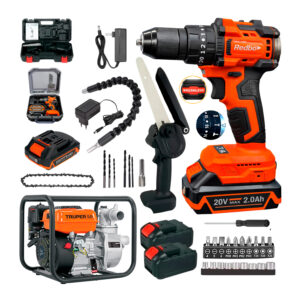 Taladro Atornillador 40nm+mini Motosierra 550w+motobomba 7hp Naranja 50/60hz