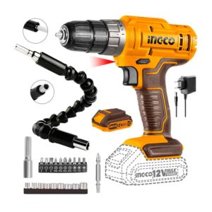 Taladro Atornillador Inalámbrico 12v Ingco + 1batcargador + 21 accesorios