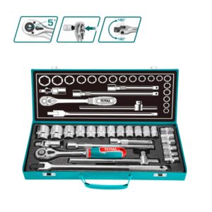Set Rachet 1/2 + Socket 24 Pcs Con Maletín Metal Total