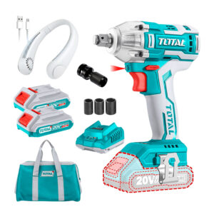 Llave De Impacto 300Nm + Adaptador Para Atornillar con Bat./Carg. + Ventilador Portátil