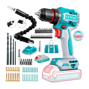 Taladro Atornillador Total 50Nm Brushless + 1 Bat + Accesorios