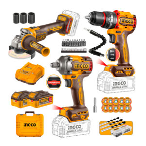 Combo Taladro Percutor 66nm+amoladora 20v+llave De Impacto BL