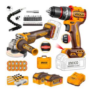 Combo Taladro Percutor 66nm+amoladora 20v Con 2bat.4ah/1carg