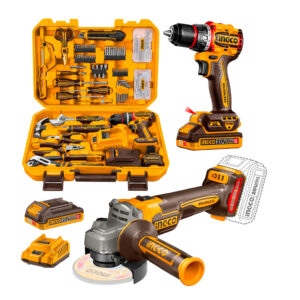 SET HERRAMIENTAS 166 PZS + TALADRO 66NM + AMOLADORA 115MM
