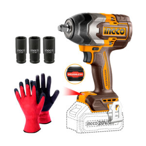 Llave De Impacto Inalámbrico Dados 850nm Ingco + Guantes