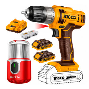 KIT TALADRO INALÁMBRICO 20V + X2 BATERÍAS + MOLINILLO CAFÉ